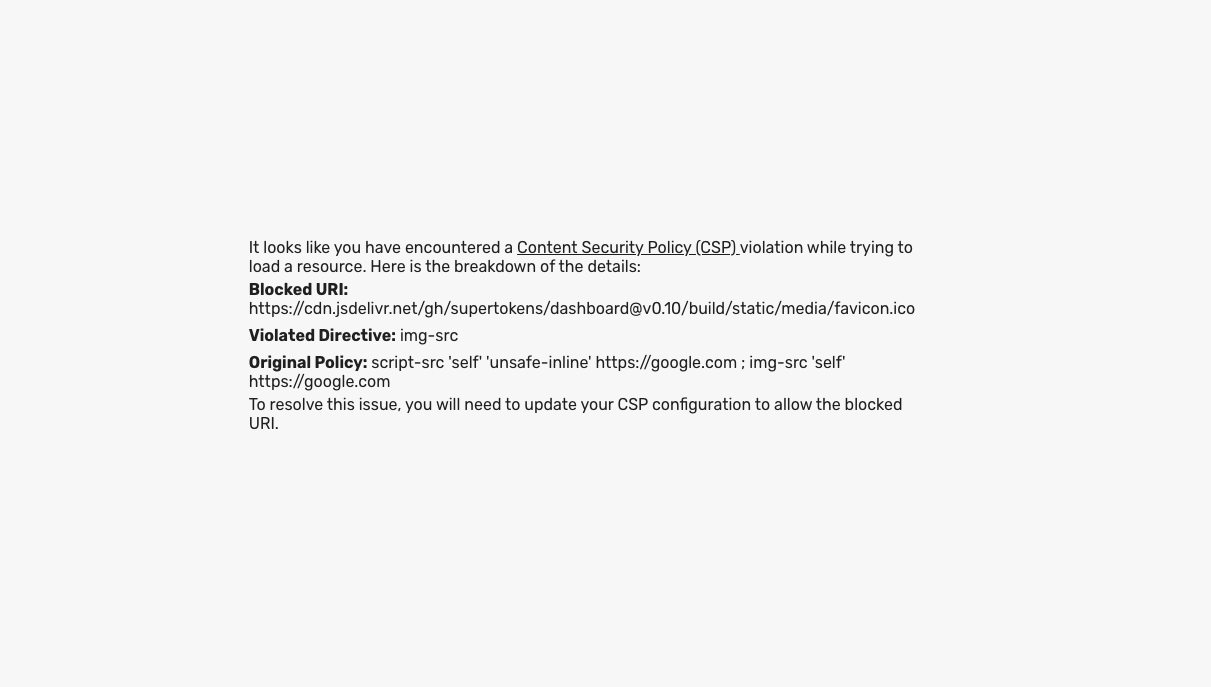 Content Security Policy error handled UI